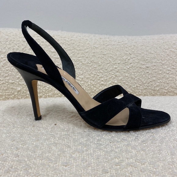 Manolo Blahnik Shoes - Manolo Blahnik Slingback - Black Suede